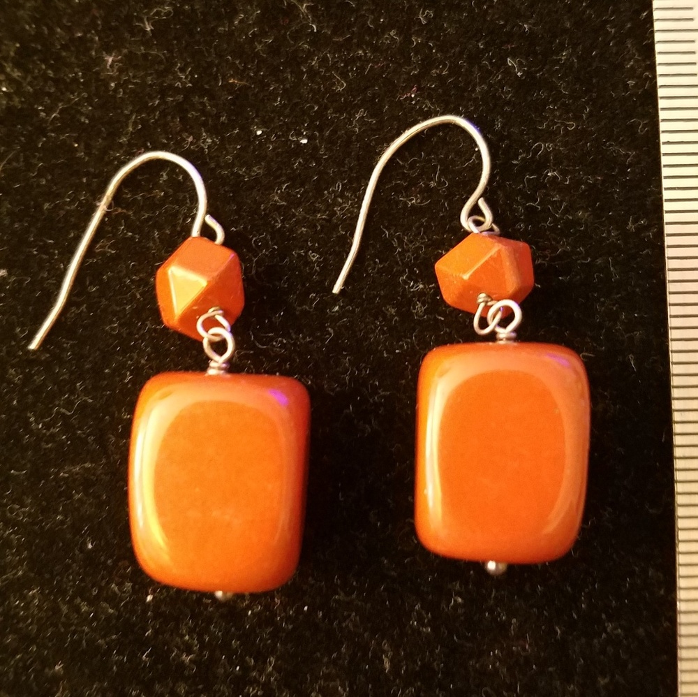 Vintage Red Jasper Hook Earrings